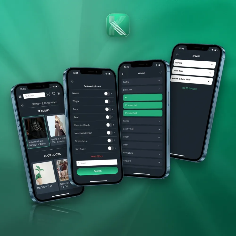 Kohinoor Fabric Library app screens