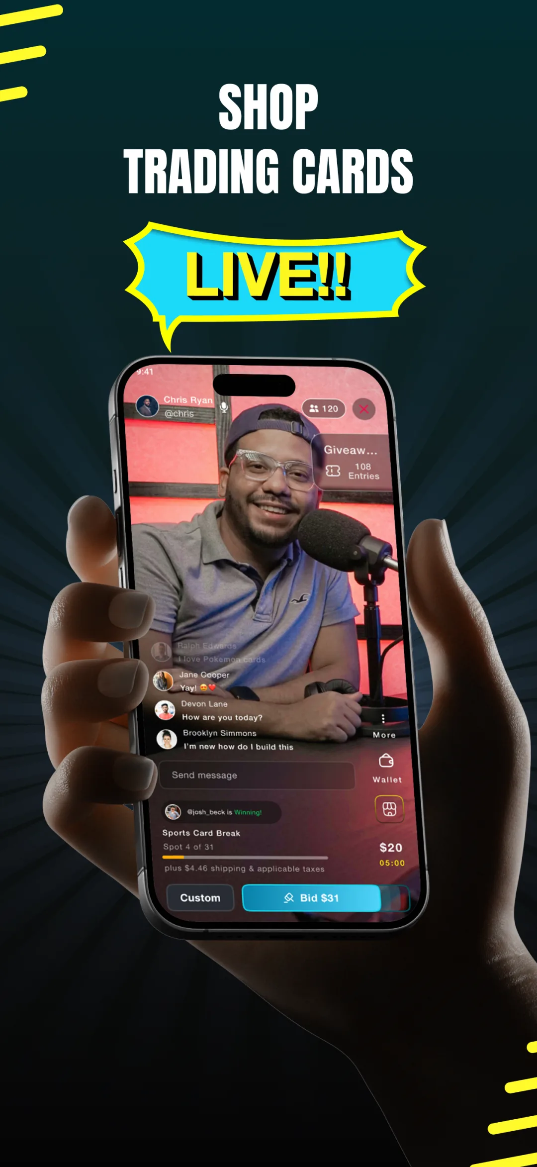 Trading Card TV live auction screen