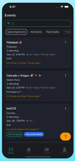 Gravity app screen