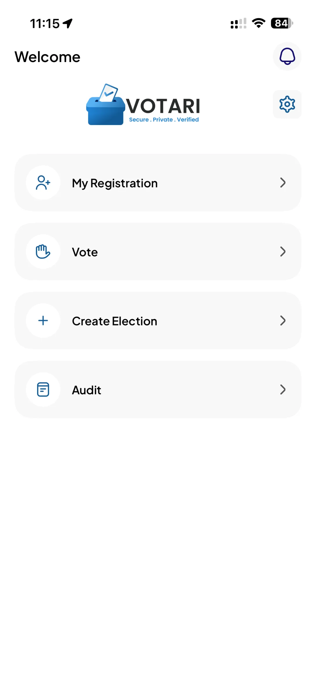 Votari app screen